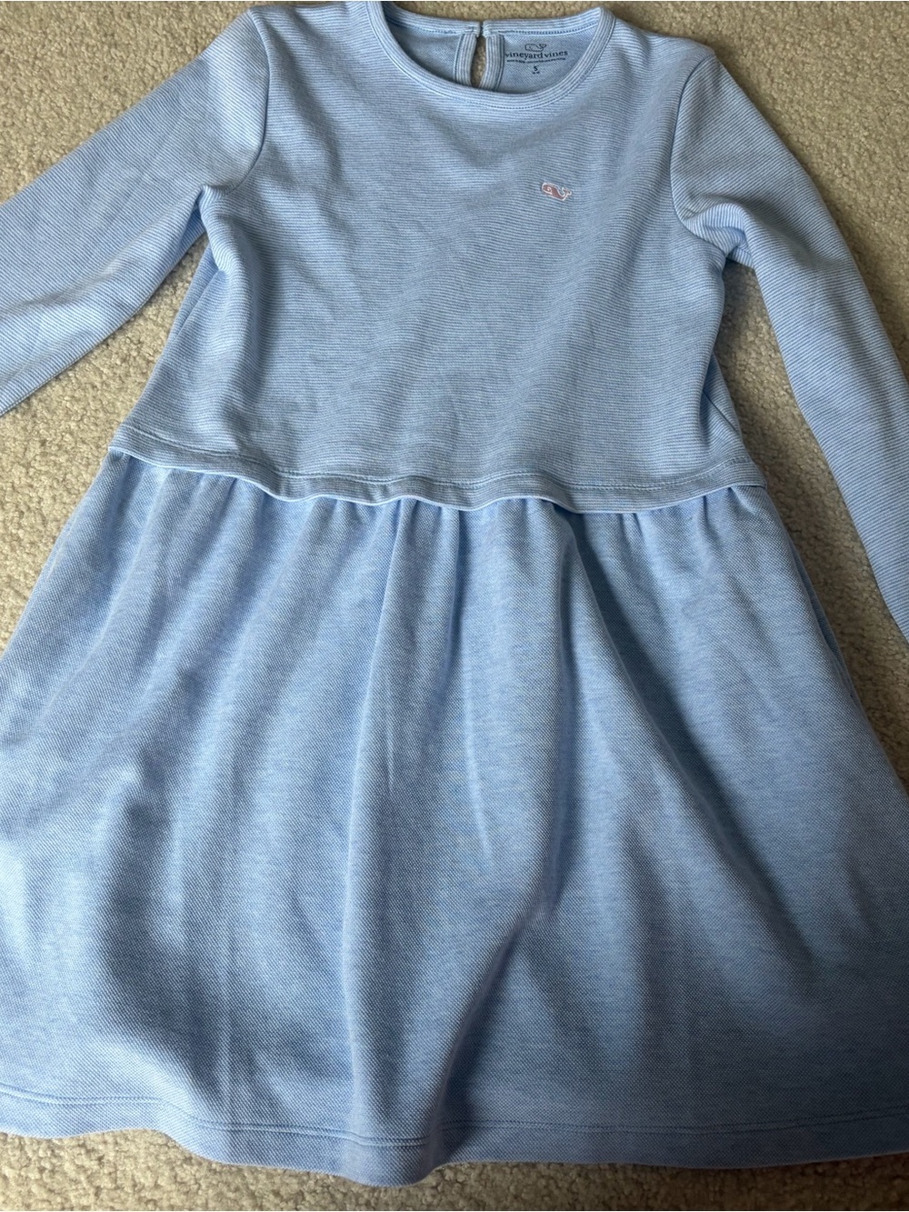 Vineyard Vines Girls' Pale Blue Long-Sleeve Knit Skater Dress